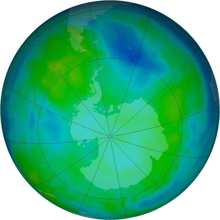 Antarctic ozone map for 17 May 2012